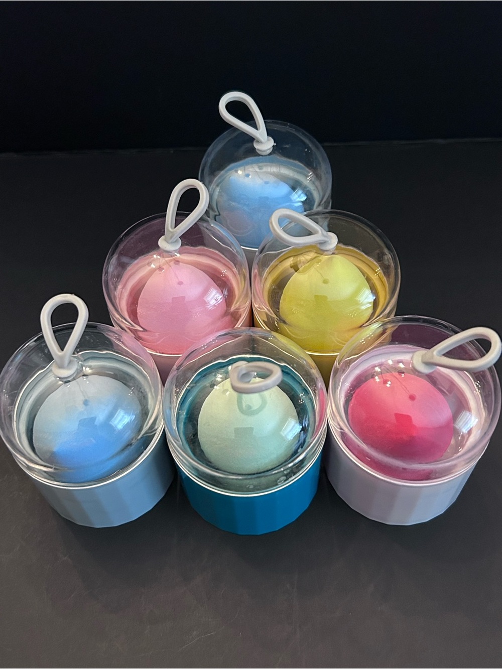 Set of Six Individually Packaged Pastel Makeup Sponge Blenders Capsules NEW